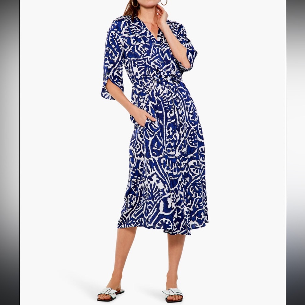 Nic + Zoe Indigo Stamp Dress XS